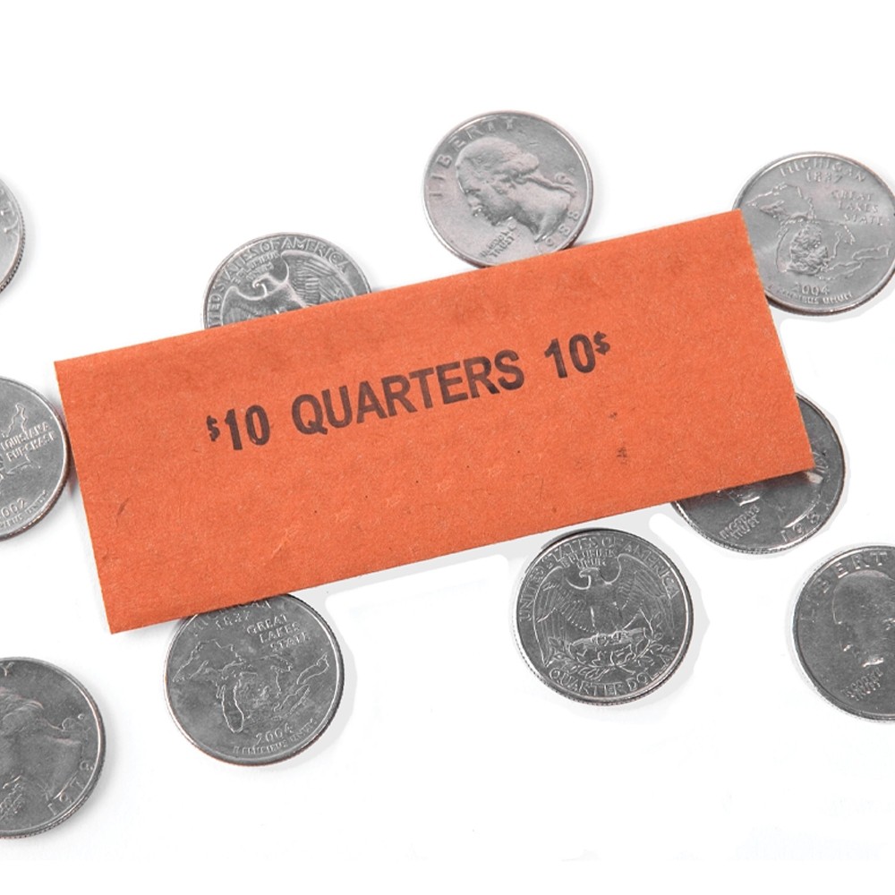 Flat Quarter Coin Wrappers - Kraft Paper - coin rolls 