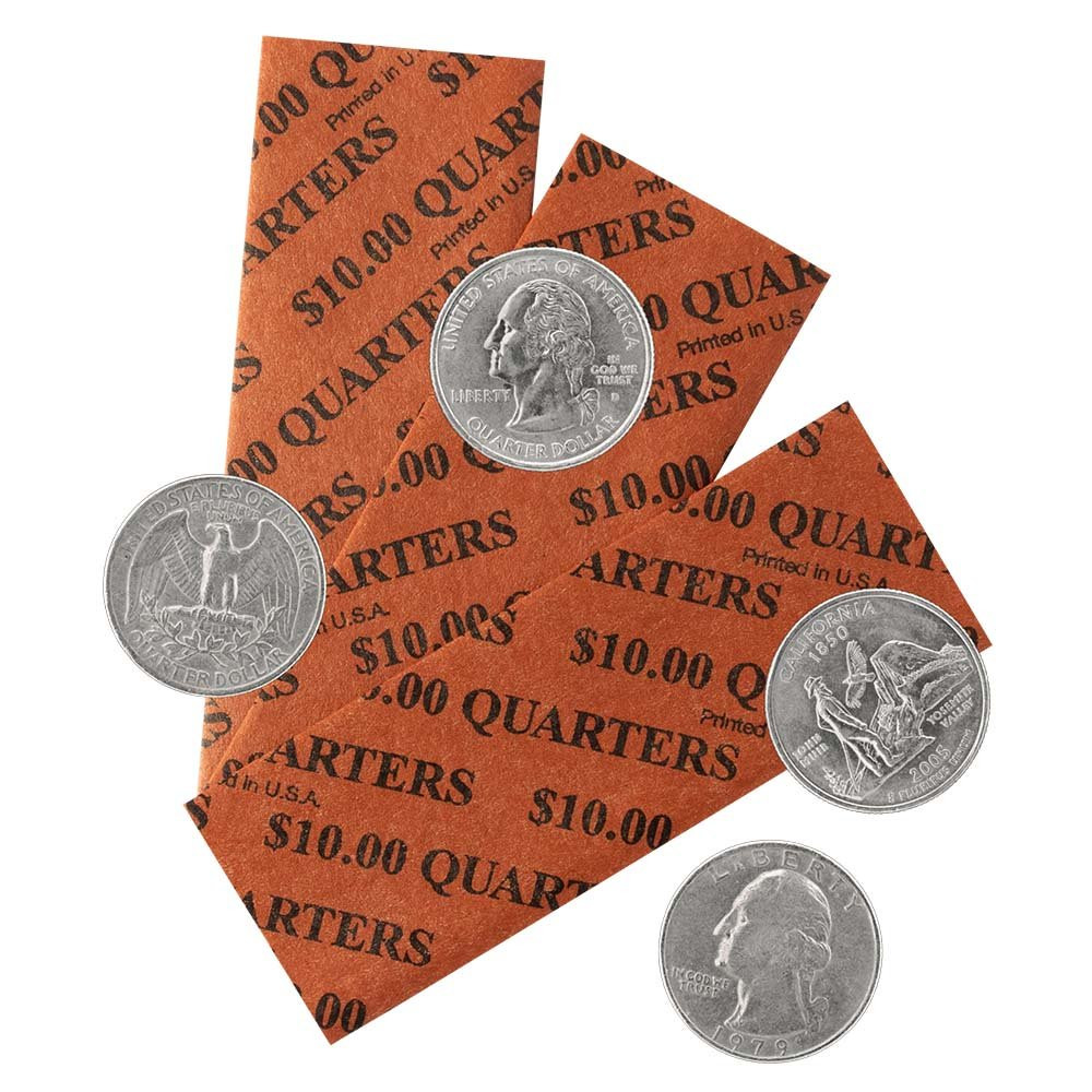quarter rollers, flat coin wrappers, coin wrapping paper