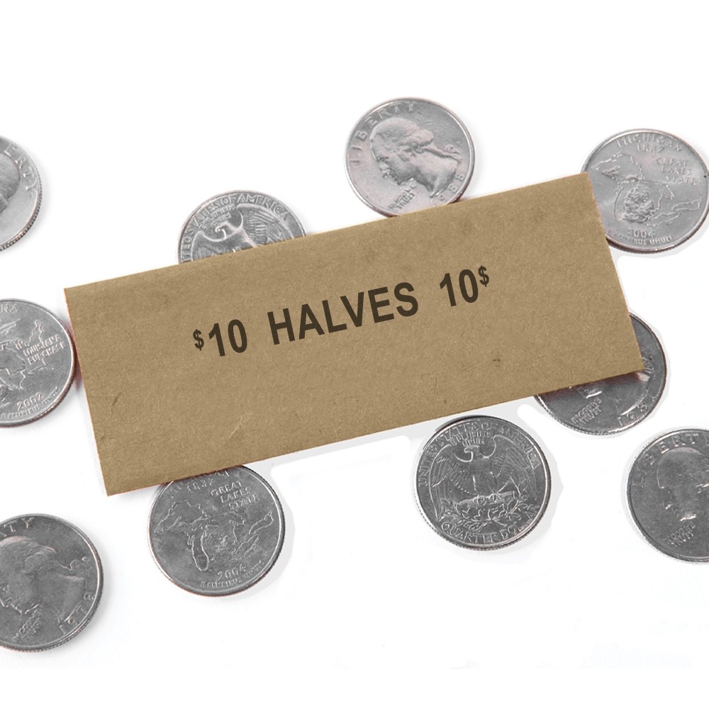 Flat Half Dollar Coin Wrappers - Kraft Paper - coin rolls 