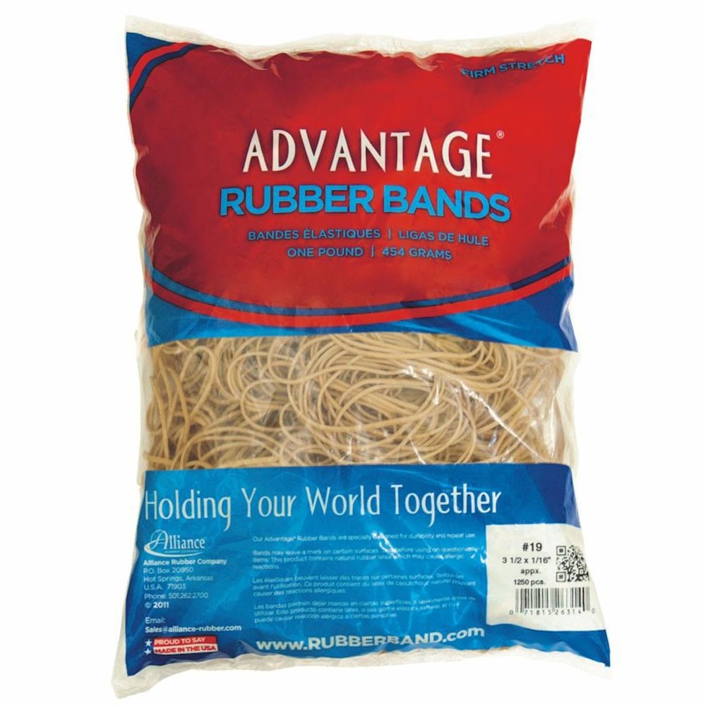 #19 Advantage Rubber Bands, 1/16W x 3-1/2L - 25 lb. case