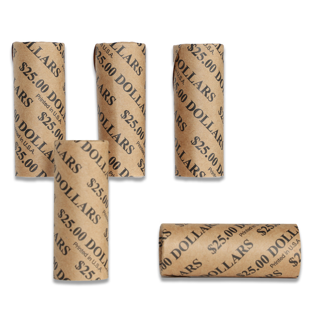 Cartridge Pre-Crimped Dollar Coin Wrappers - Kraft Rolls  - Coin rolls 