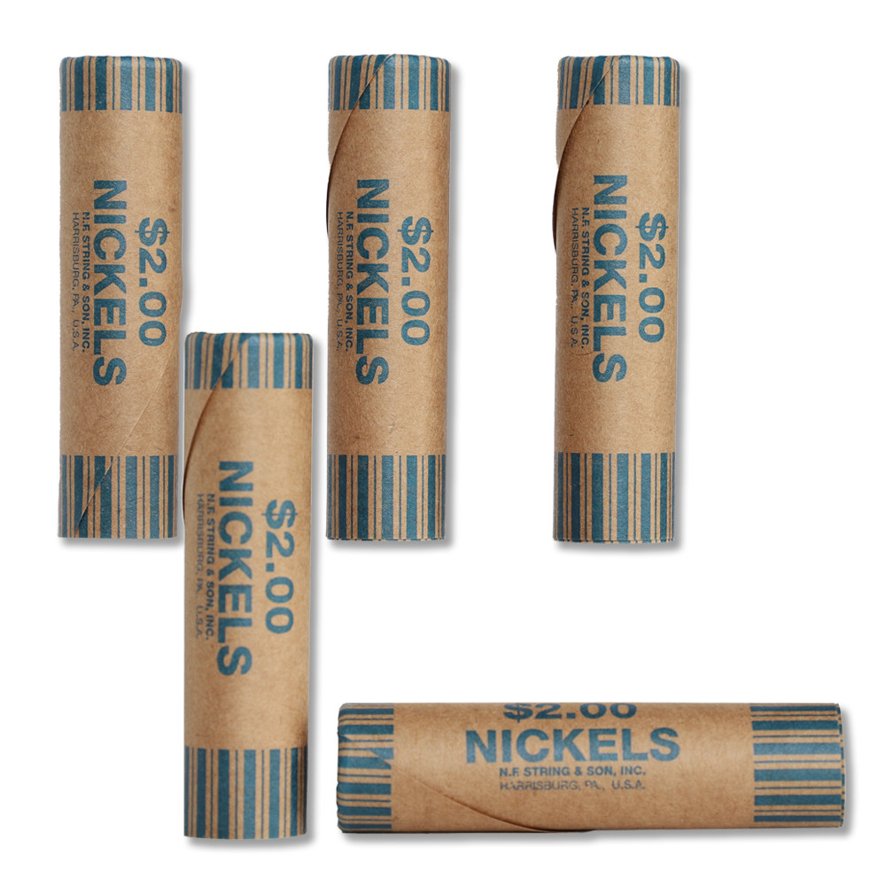 Cartridge Pre-Crimped Nickel Coin Wrappers - Kraft Rolls - coin rolls 