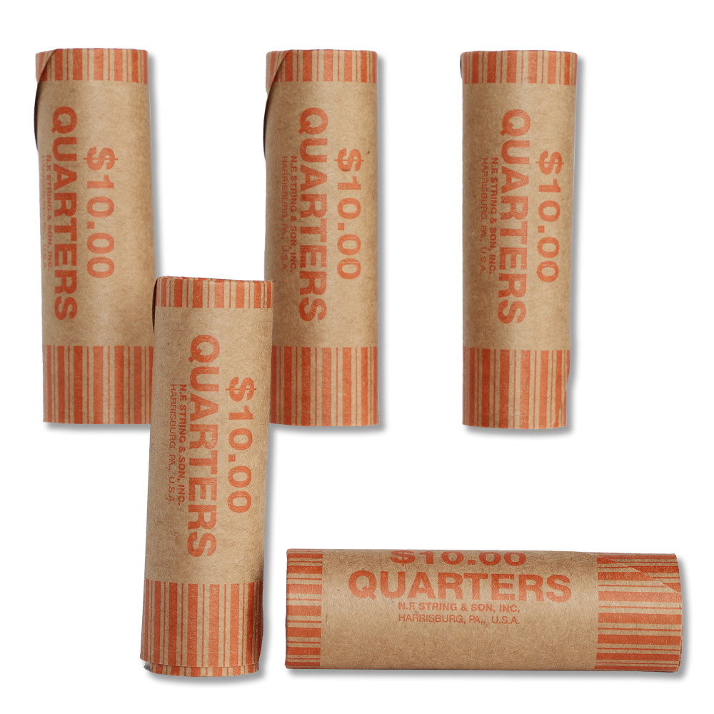 Cartridge Pre-Crimped Quarter Coin Wrappers - Kraft Rolls - coin rolls 