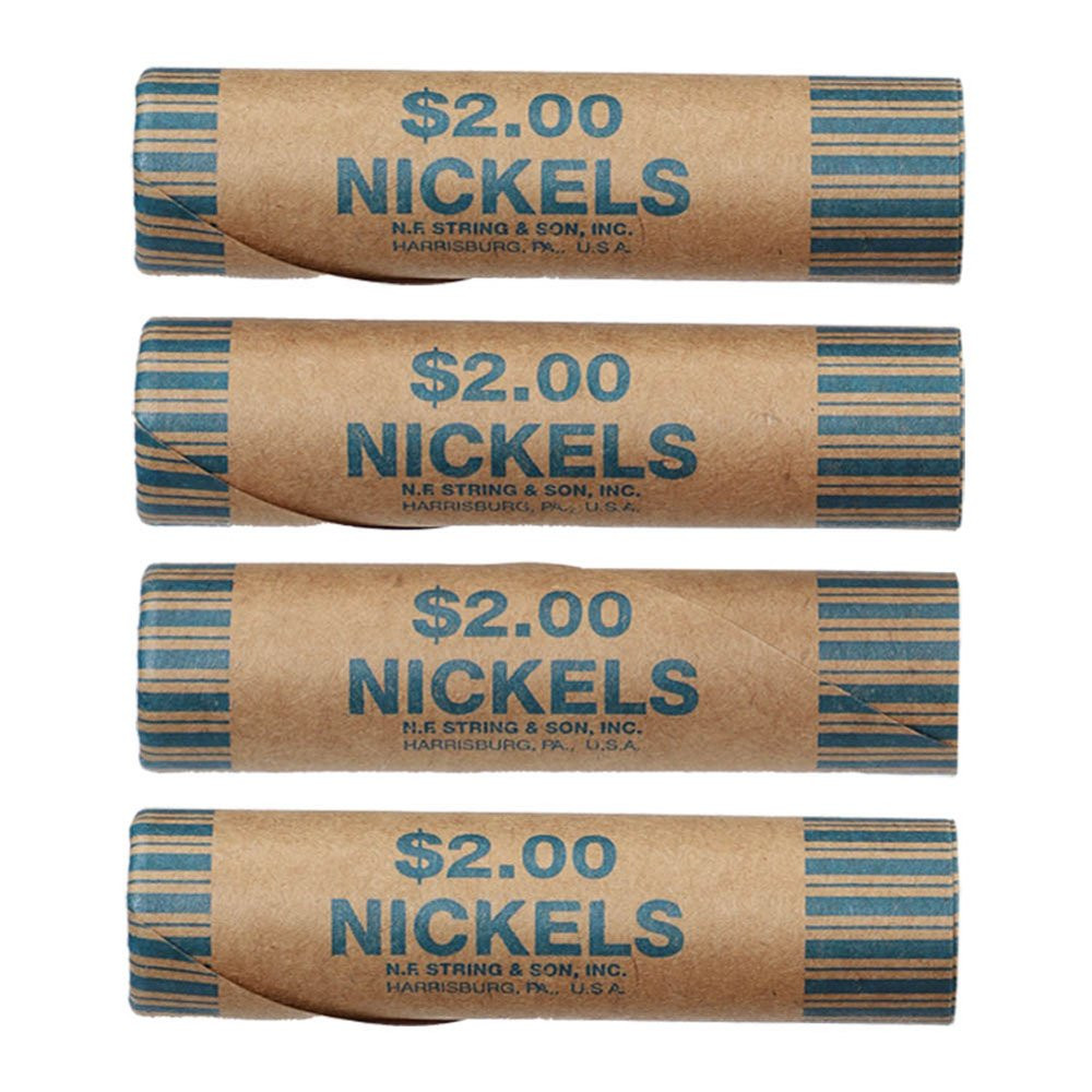 Cartridge Pre-Crimped Nickel Coin Wrappers - Kraft Rolls - Box of 200 - four rolls