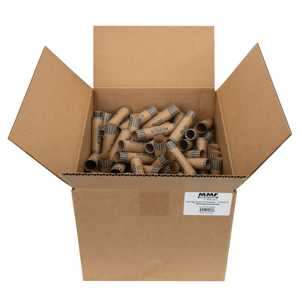 Cartridge Pre-Crimped Nickel Coin Wrappers - Kraft Rolls - Box of 20 - box of 2000