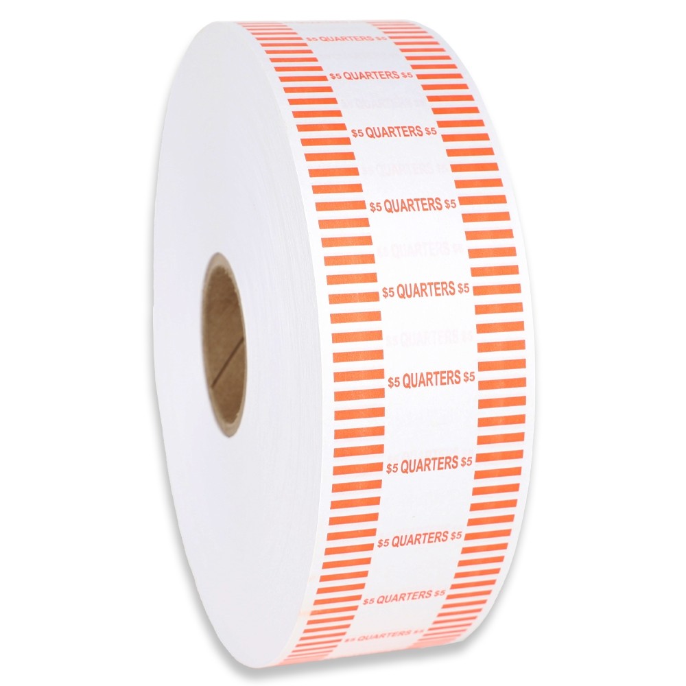 Automatic Flat Quarter Coin Wrapper Rolls - Half Capacity - 1000 ft - Case of 8 
