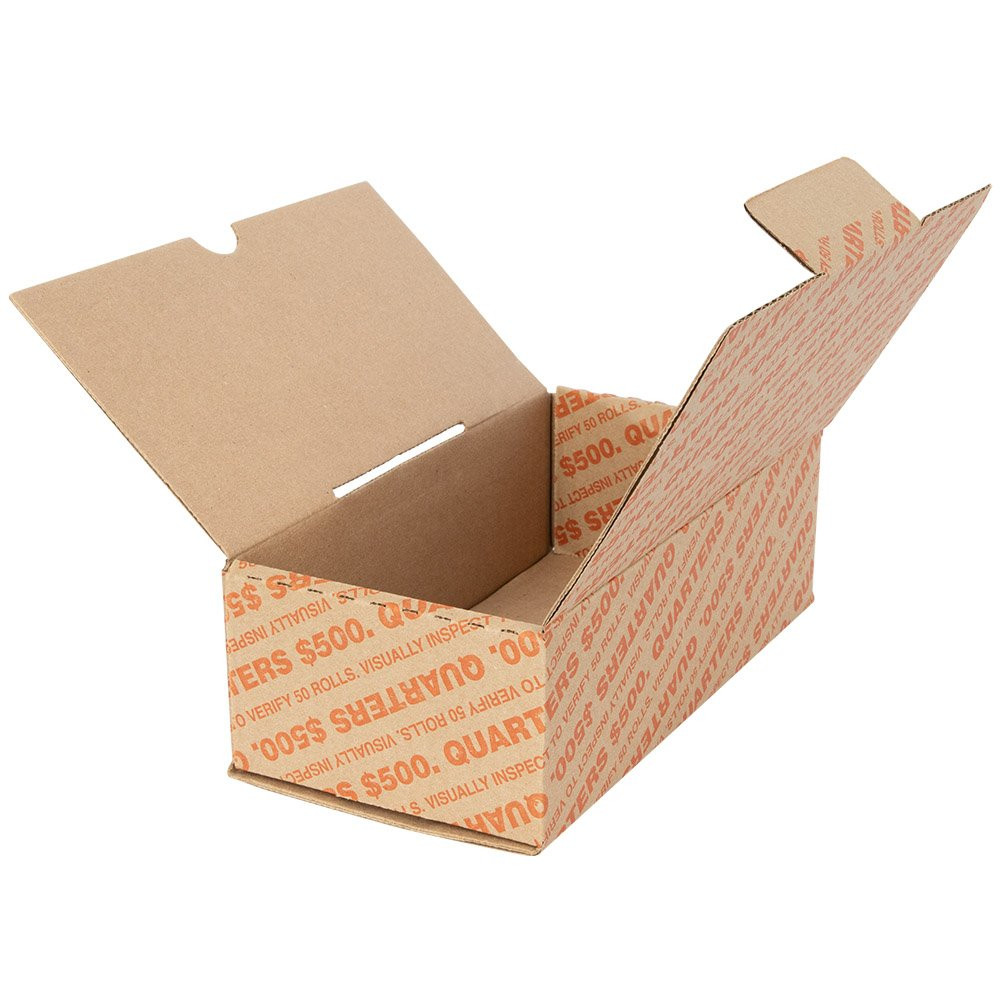 Quarter Transport Box shown empty and open. Top folds shown in image. 