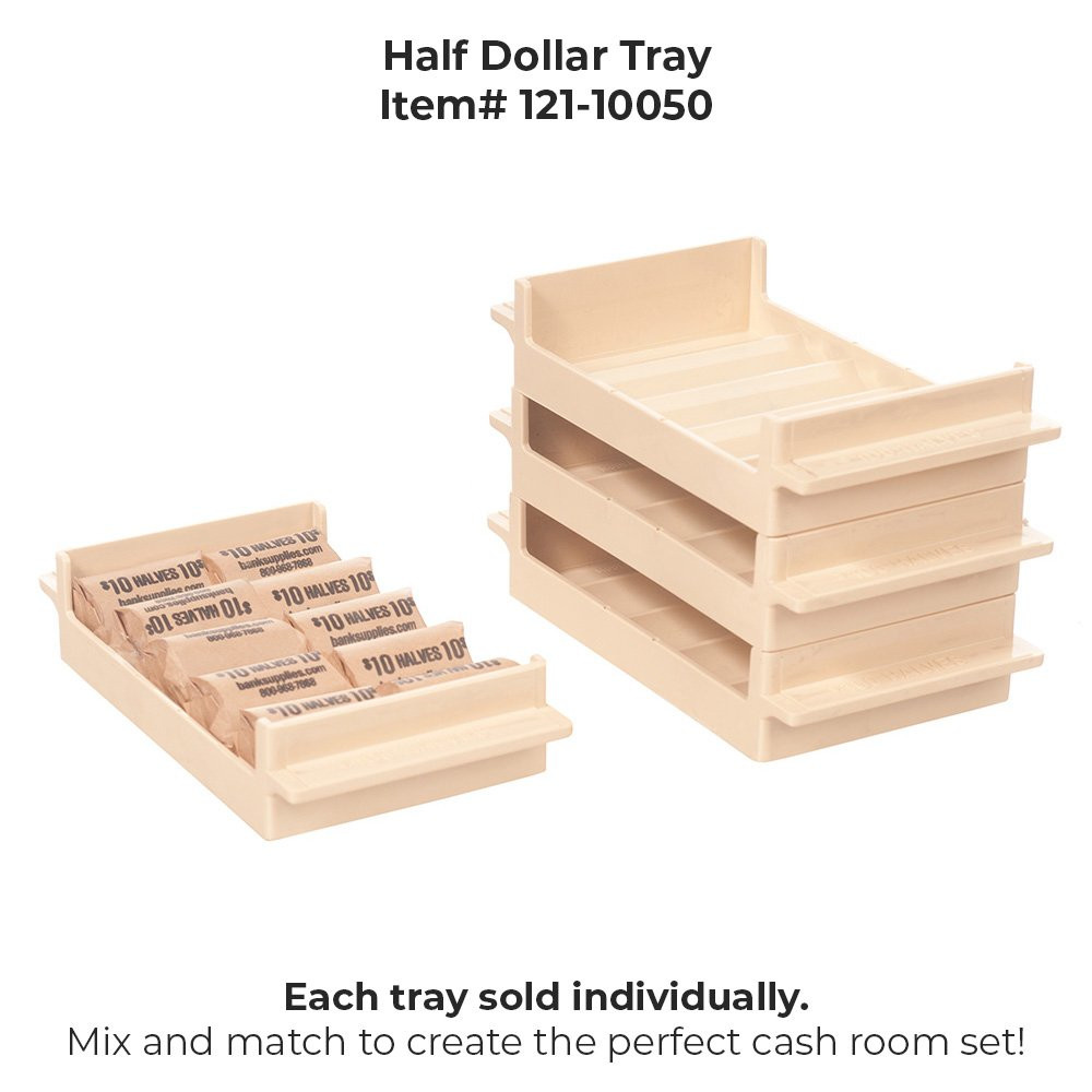 Port-a-Count Standard Rolled Coin Storage Tray - Half Dollar - $100 stacked