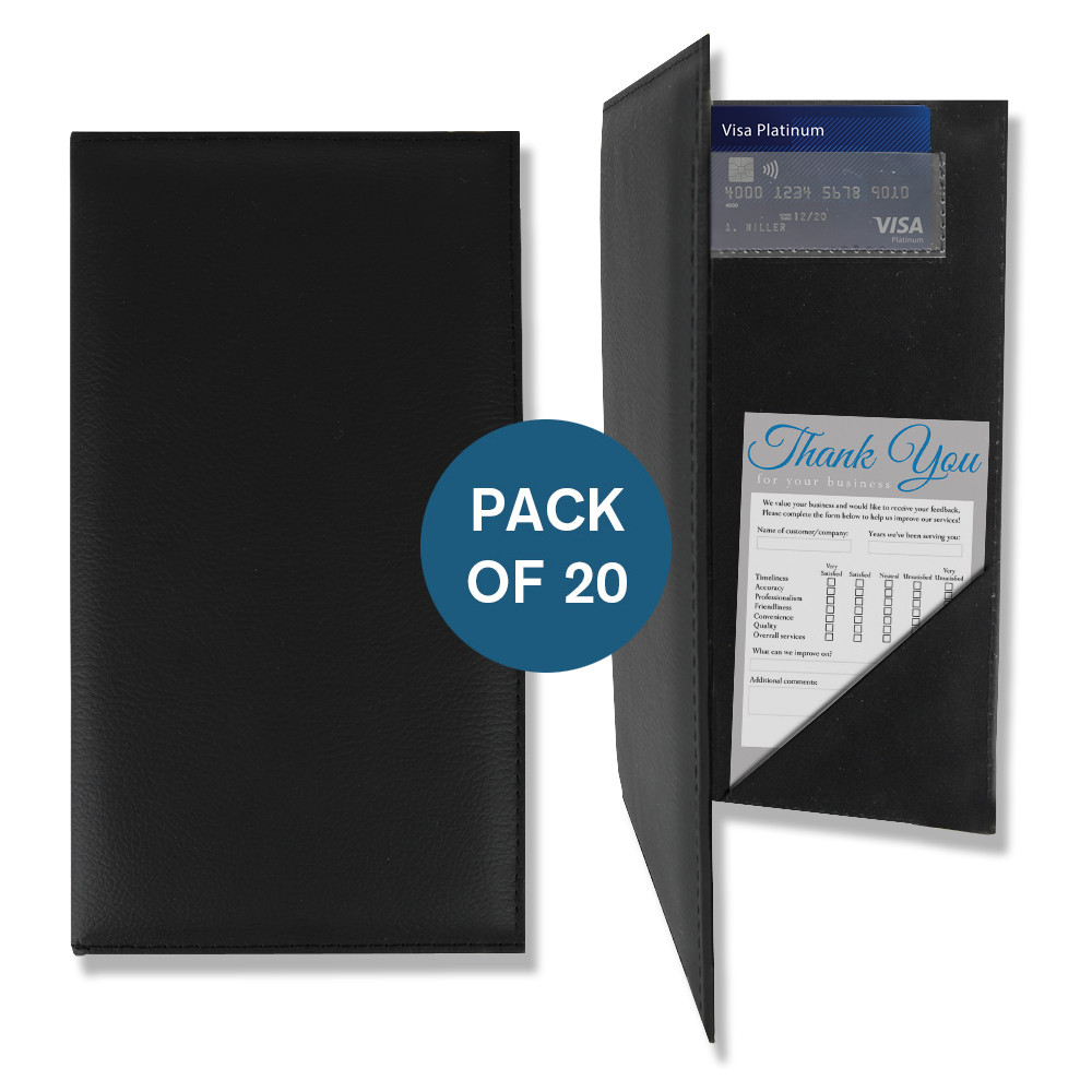 Leatherette Guest Check Presenters for Restaurants | Set of 20 | 5.5W x 10H