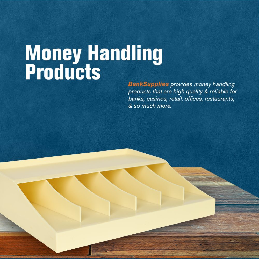 BankSupplies provides money handling products such as this Plastic Bill Strap Rack Champagne