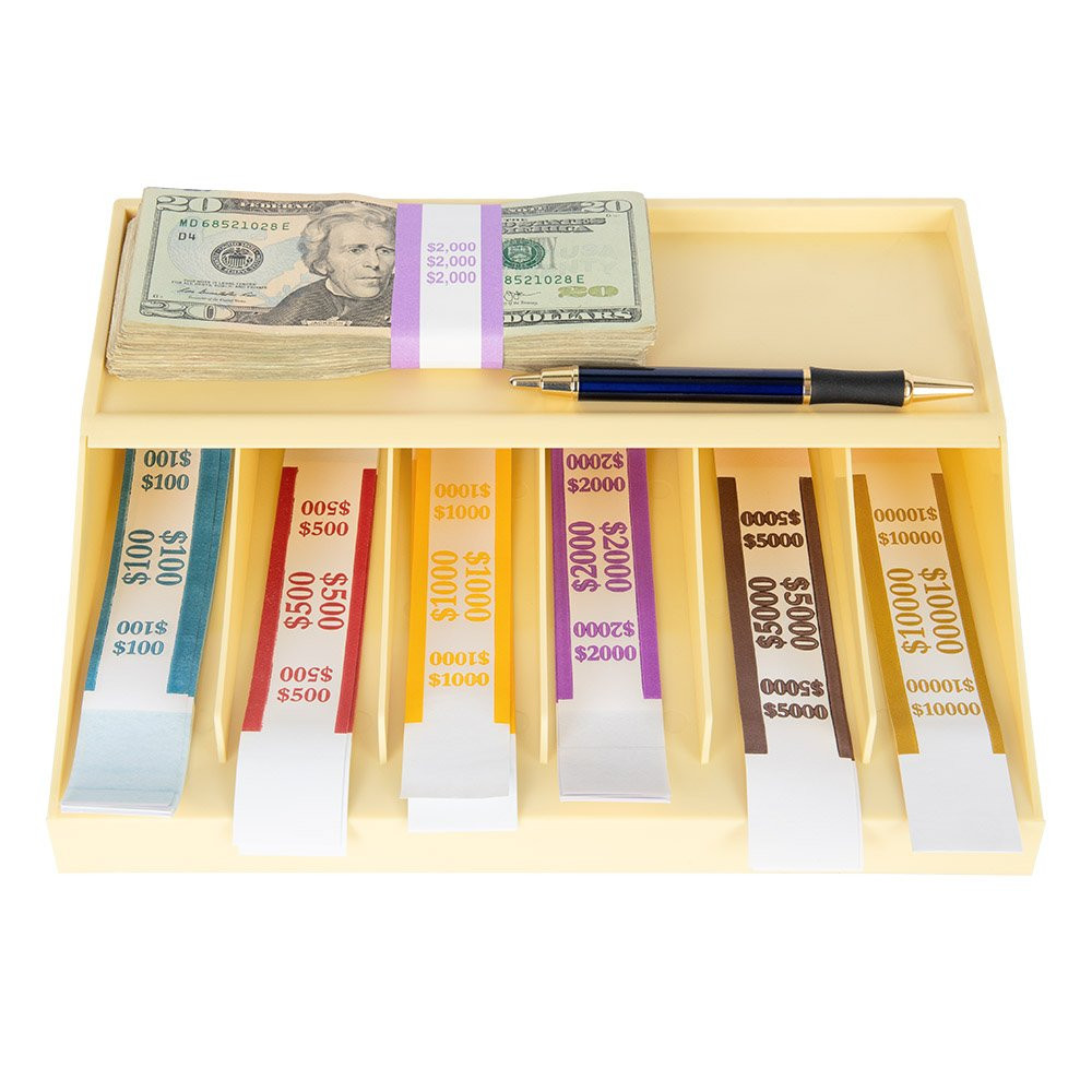 Champagne Plastic Bill Strap Rack shown front view. 