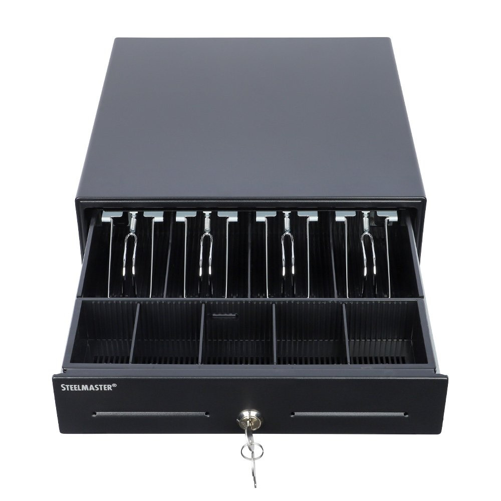 STEELMASTER® 1046T Touch Release Compact Cash Drawer 13W x 3 1/2H x 14D open empty