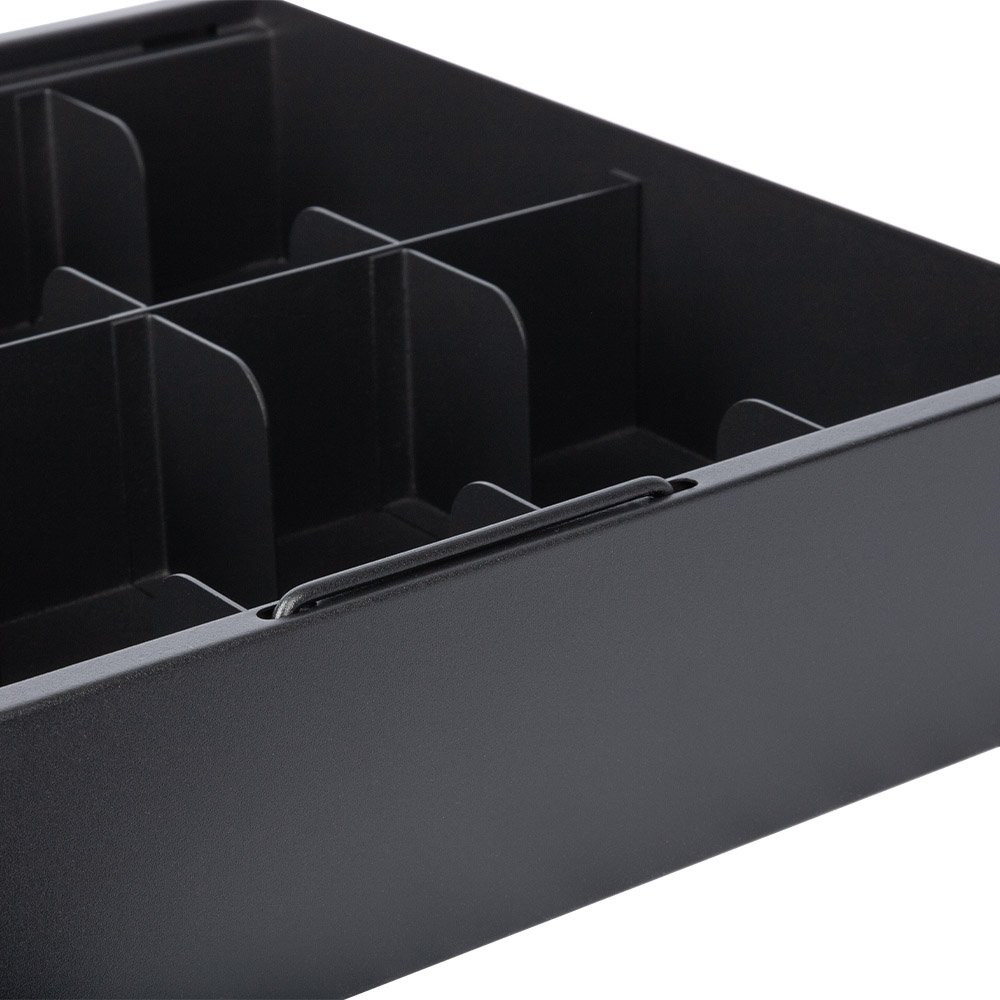 Close up view of the STEELMASTER® Metal Cash Tray with 10 Cash Compartments