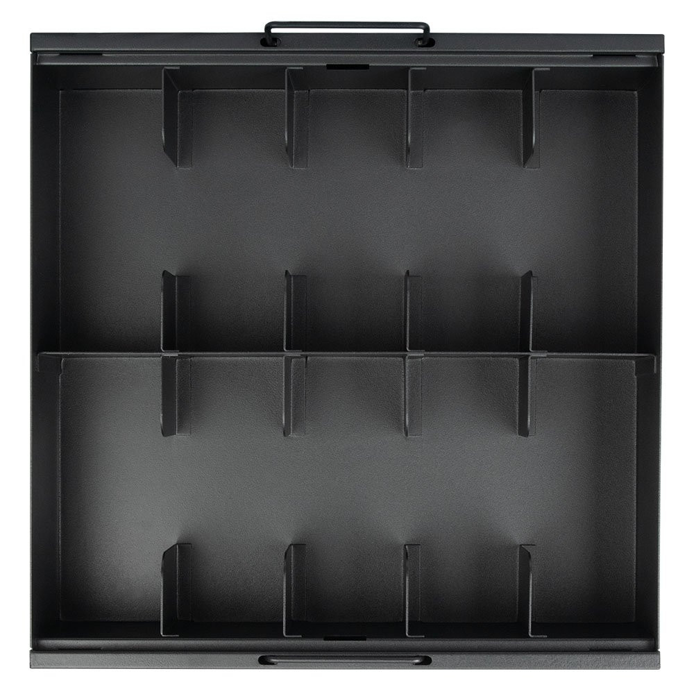 Top down view of the STEELMASTER® Metal Cash Tray with 10 Cash Compartments