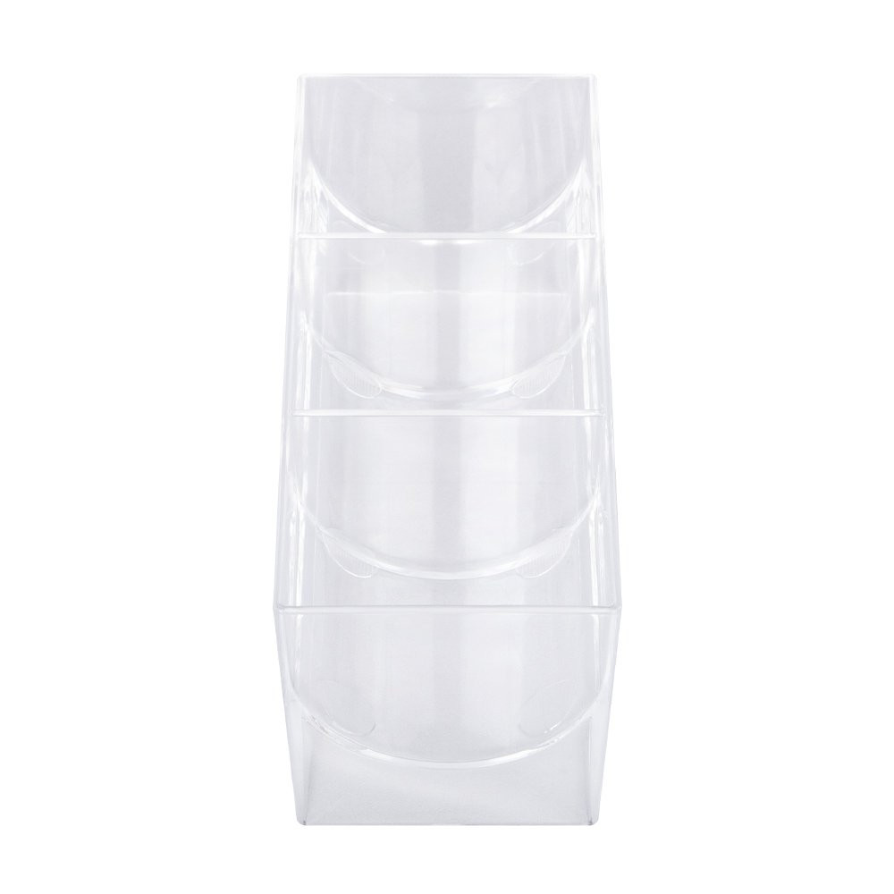 Side view of the Clear Plastic Coin Scoops with 3 compartments