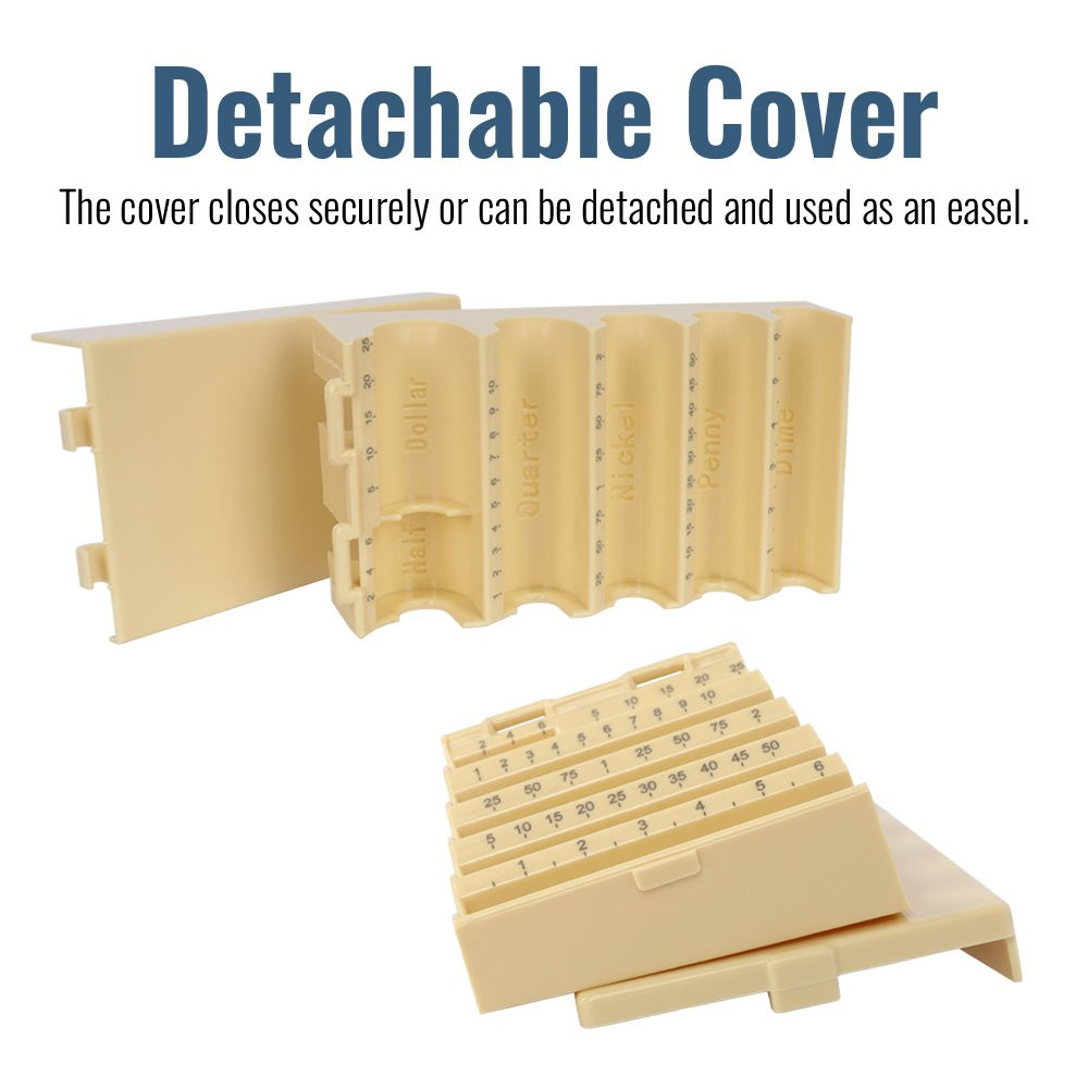 Detachable Cover Clamshell Plastic Coin Holder Storage Box - 6-1/4W x 1-7/8H x 3-5/8D