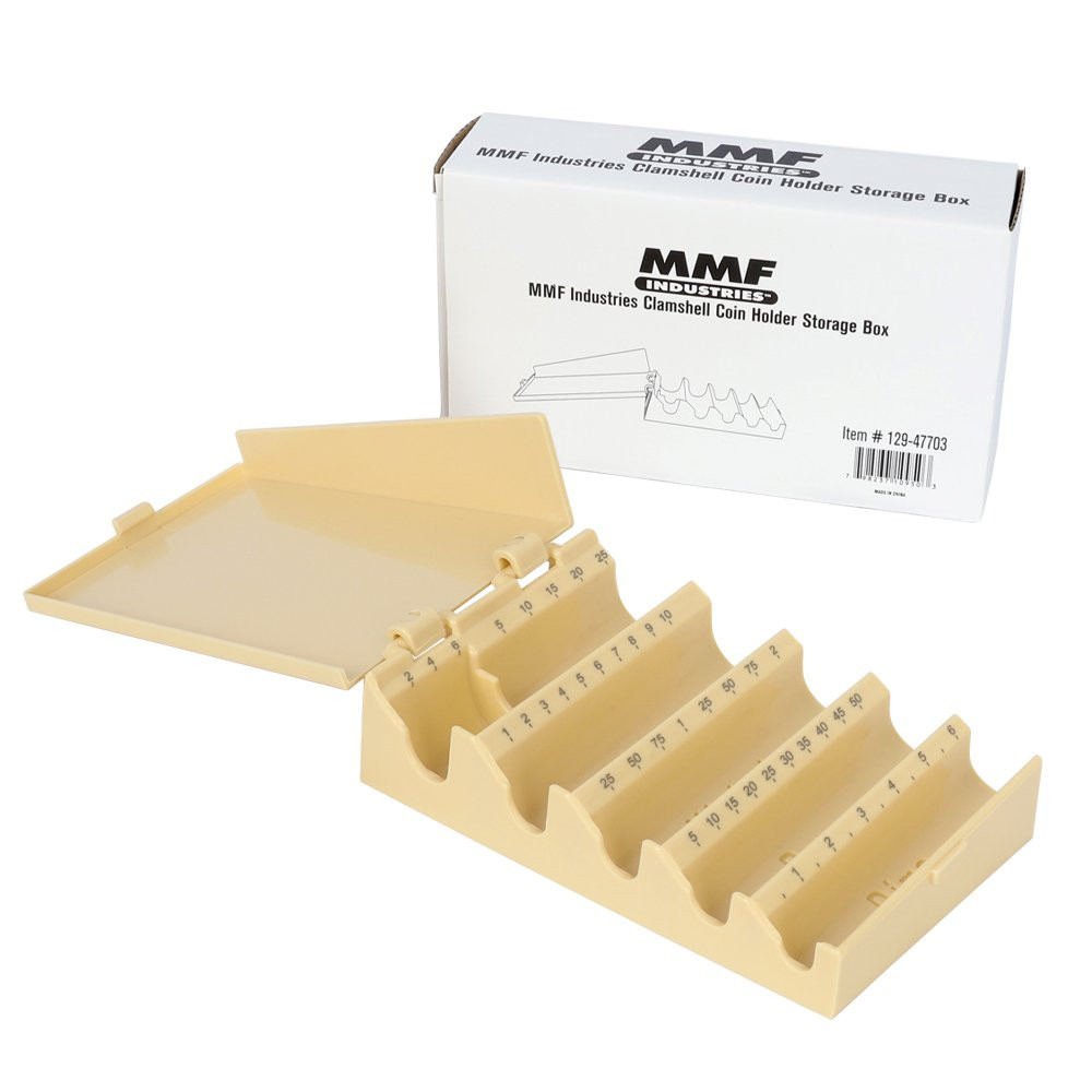 Packaged Clamshell Plastic Coin Holder Storage Box - 6-1/4W x 1-7/8H x 3-5/8D