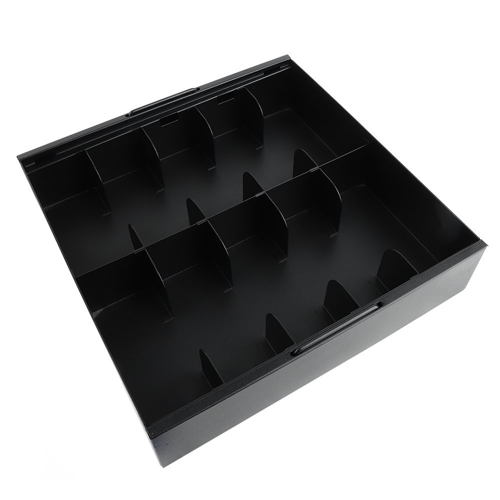 15W x 3-1/2H x 15D  Fenco Metal 10-Compartment Currency Tray Shown In Black