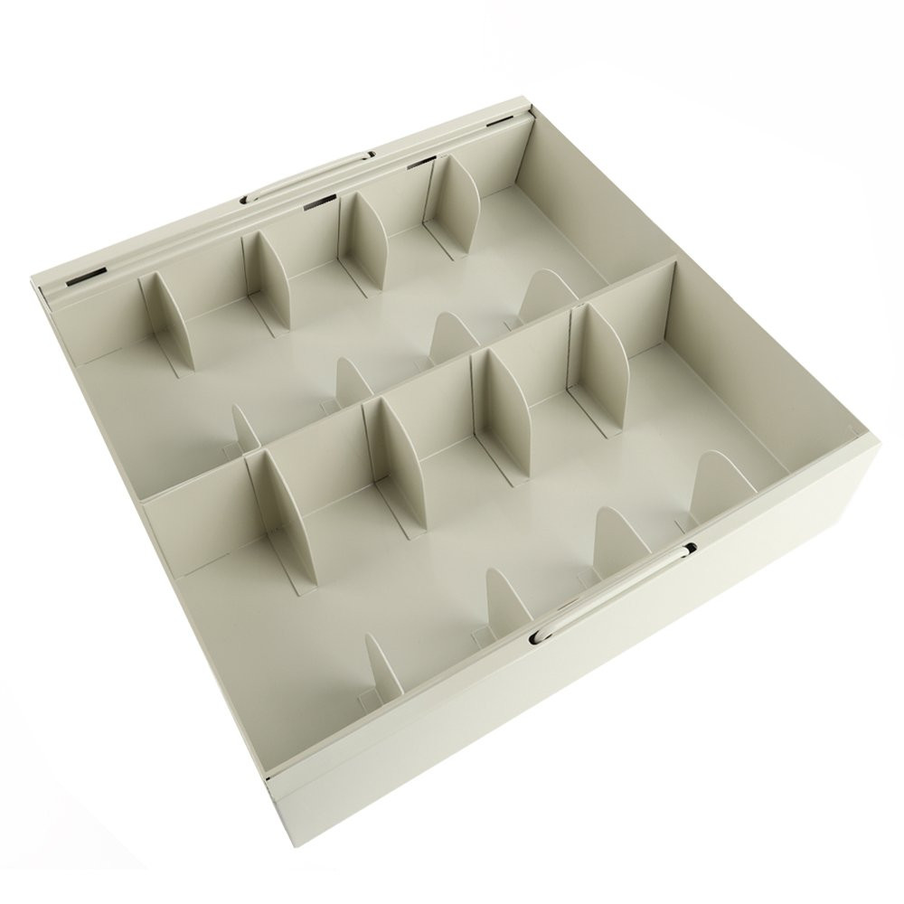 15W x 3-1/2H x 15D  Fenco Metal 10-Compartment Currency Tray Shown In Champagne