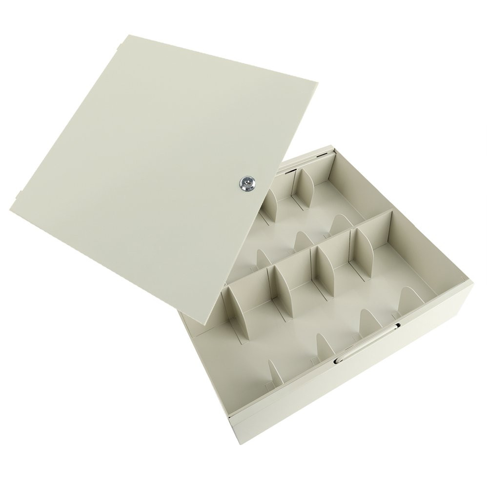 Fenco Metal 10-Compartment Currency Tray w/ Locking Lid - Champagne