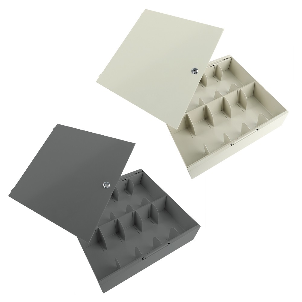 Fenco Metal Cash Tray w/ Locking Lid 15W x 31/2H x 15D