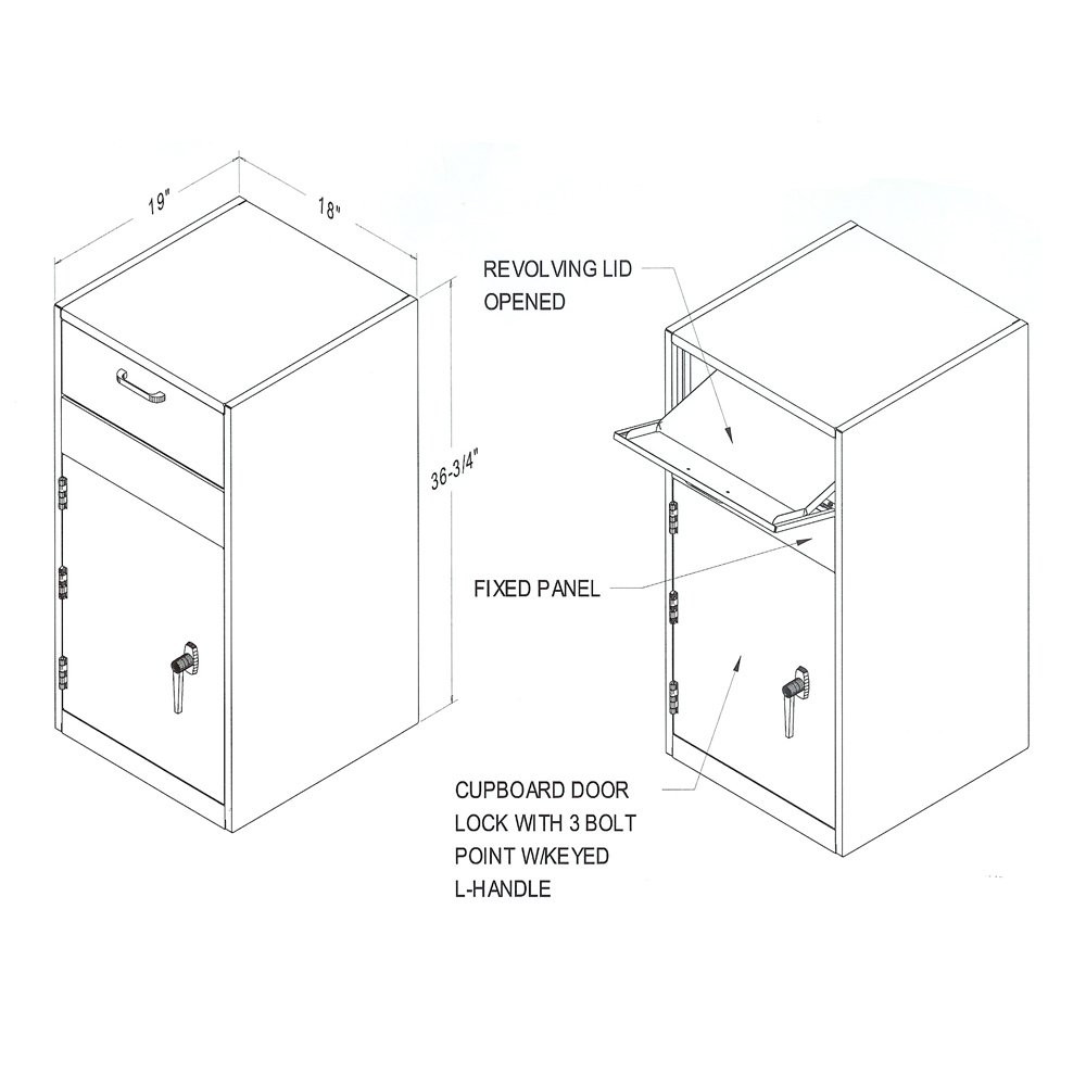 Fenco Limited Access Depository Pedestal-Cupboard door lock with 3 bolt point key L-handle