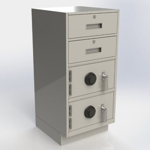 Fenco Silverline Pedestal shown with key locking L-handles and mechanical combinations