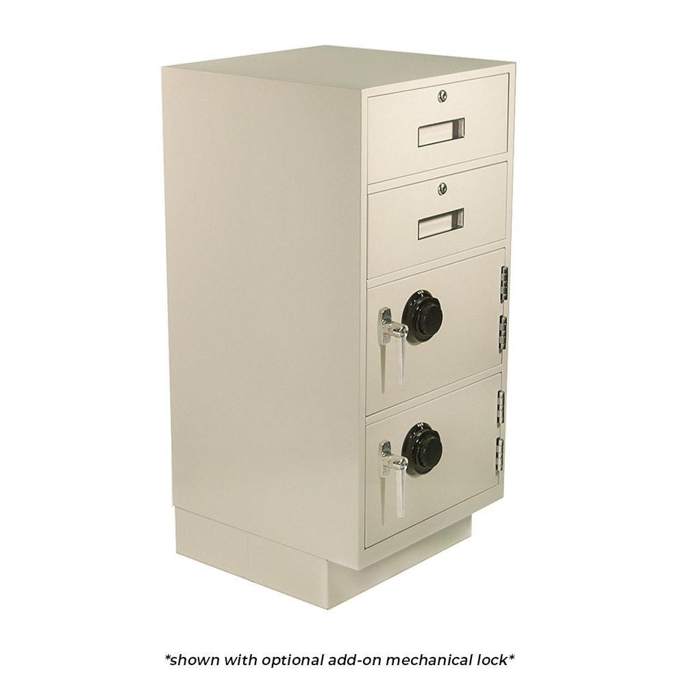 Fenco Silverline Pedestal shown with key locking L-handles and mechanical combinations