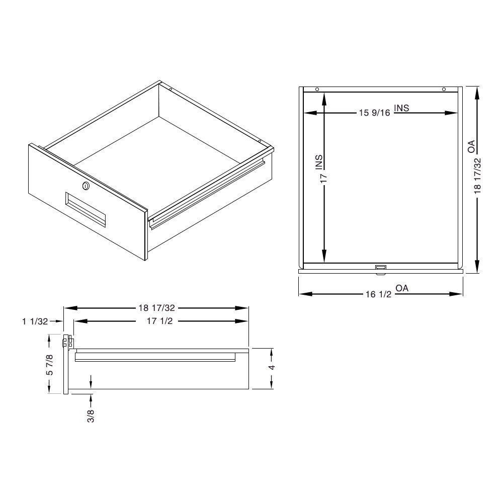 (2) Locking Drawer dimensions