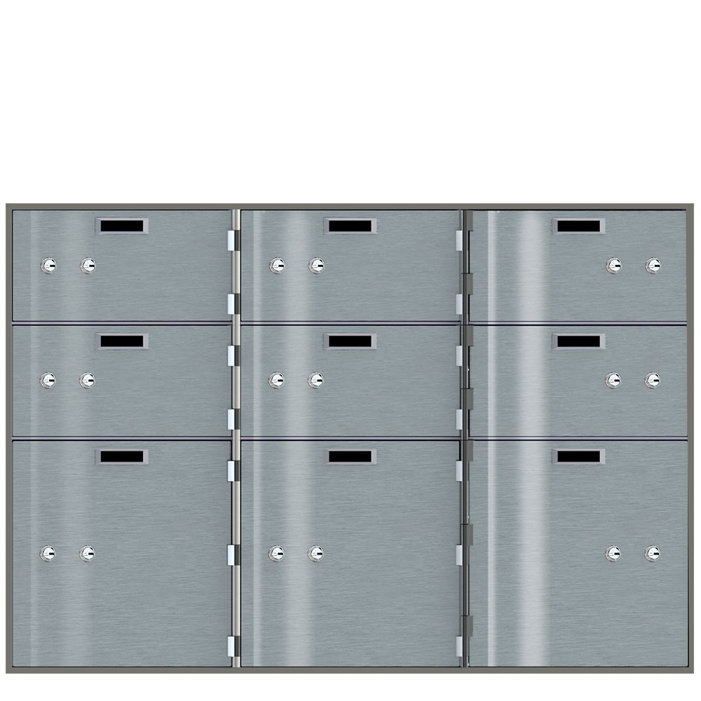 Safe Deposit Boxes - 6 Boxes 10 W x 5H / 3 Boxes 10 W x 10 H