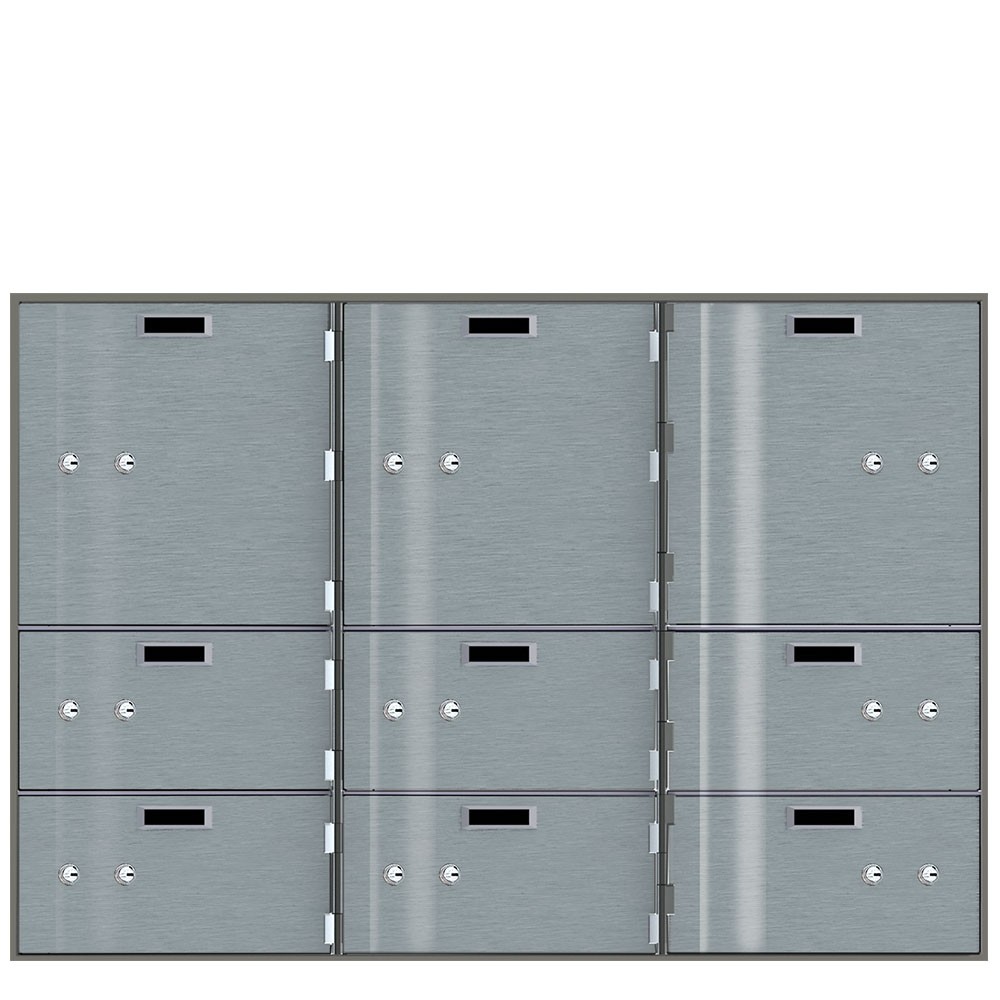 Safe Deposit Boxes - 3 Boxes 10 in W x 10 in H / 6 Boxes 10 in W x 5 in H