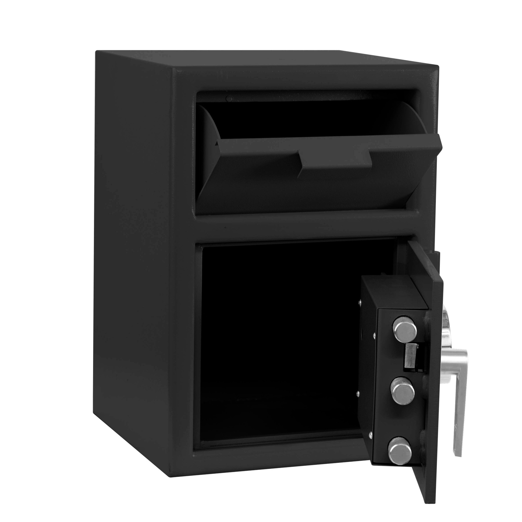 Black-Open-Mechanical Dial-Pacific Safe B-Rate Depository Safe - Front Load Hopper - 14W x 20H x 14D - Heavy Weight