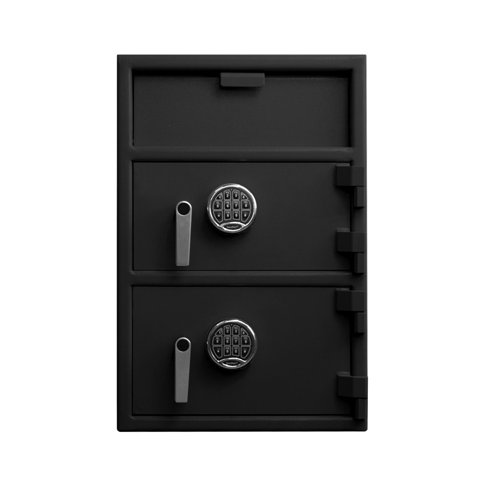 Black-Chrome Keypad-Pacific Safe B-Rate Depository Safe - Top & Bottom - Front Load Hopper - 20W x 30H x 20D - Heavy Weight