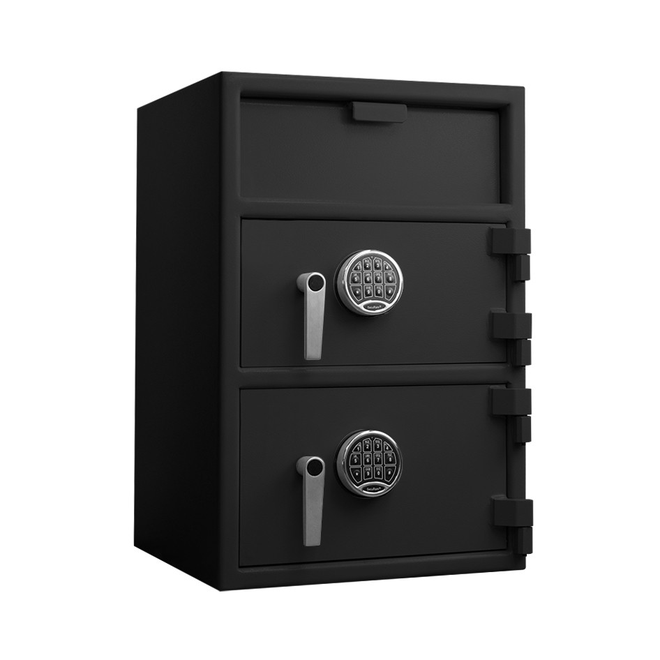 Black- Chrome Keypad-Pacific Safe B-Rate - Front Load Depository Safe - Double Door - 20W x 30H x 20D - Heavy Weigh
