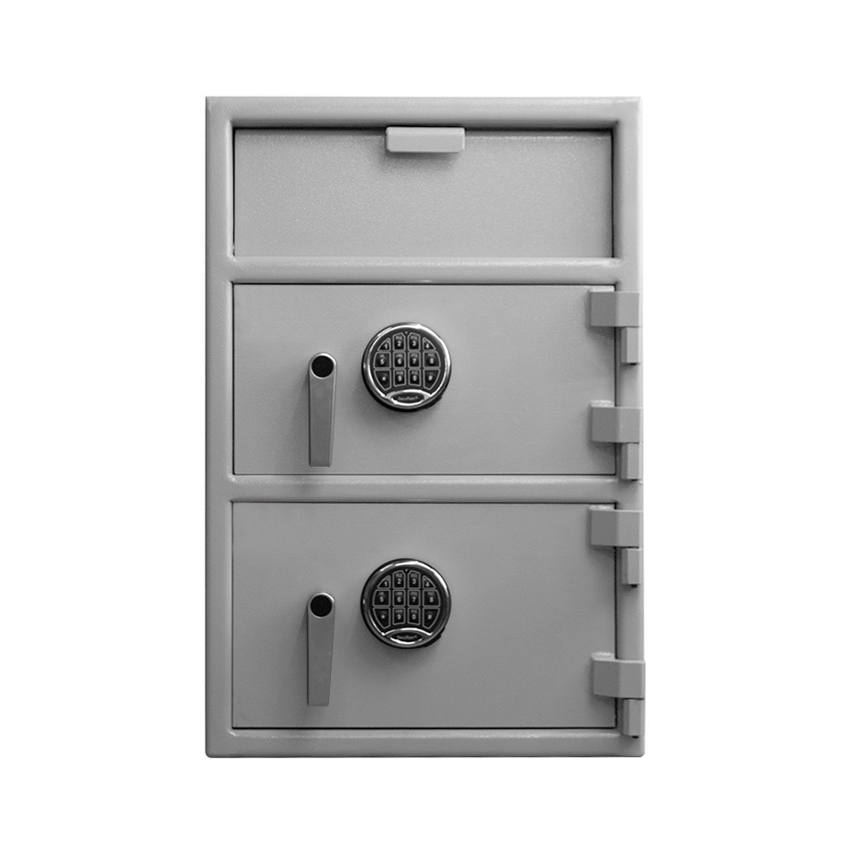 Gray-Chrome Keypad-Pacific Safe B-Rate Depository Safe - Top & Bottom - Front Load Hopper - 20W x 30H x 20D - Heavy Weight