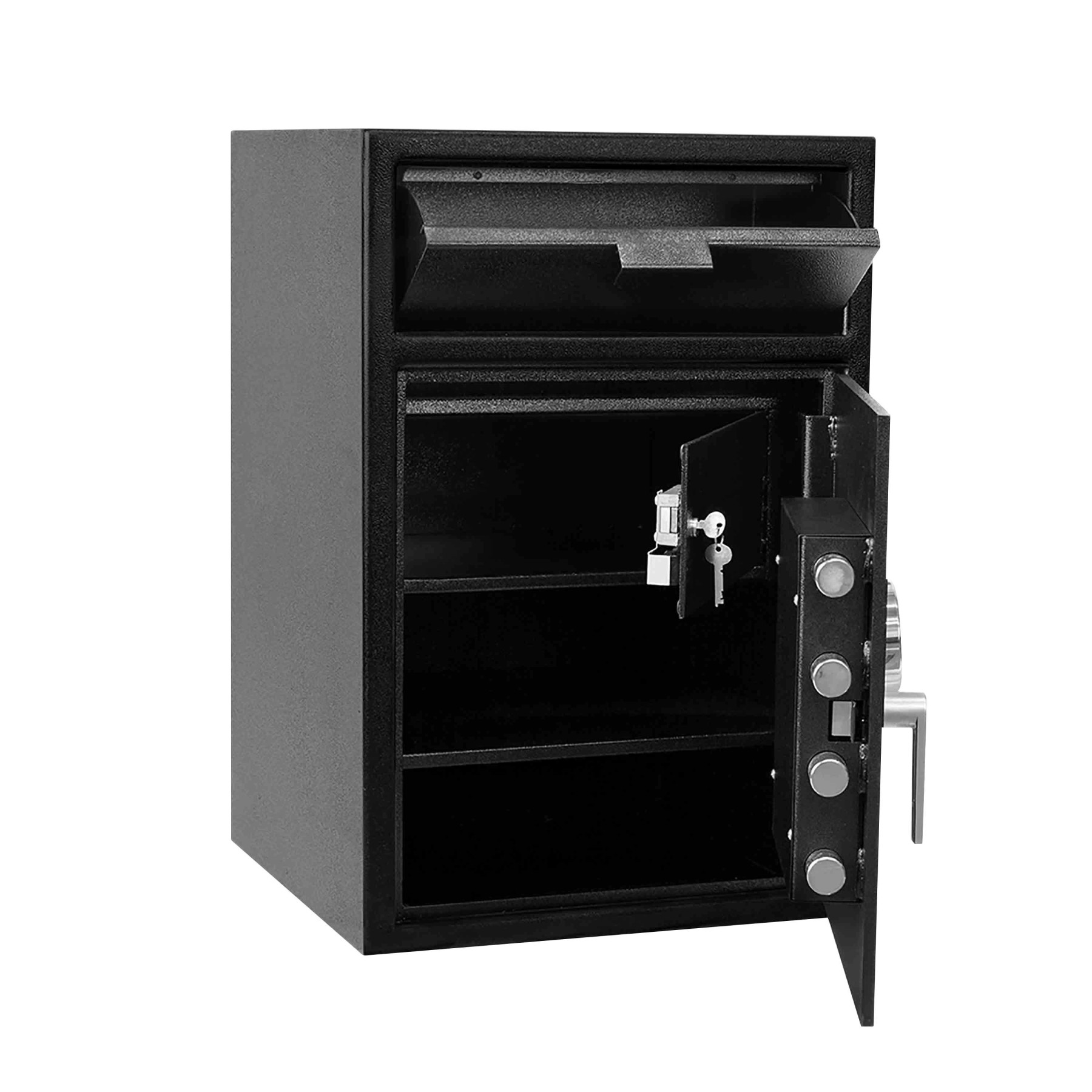 Black- Chrome Keypad-Pacific Safe B-Rate Depository Safe - Front Load Hopper - 20W x 30H x 20D - Single Key Lock
