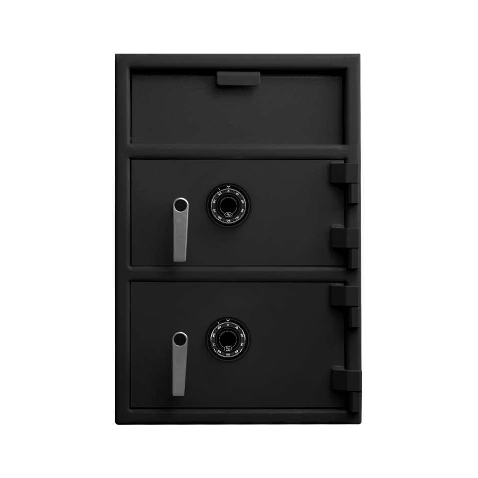 Black-Mechanical Dial-Pacific Safe B-Rate Depository Safe - Top & Bottom - Front Load Hopper - 20W x 30H x 20D