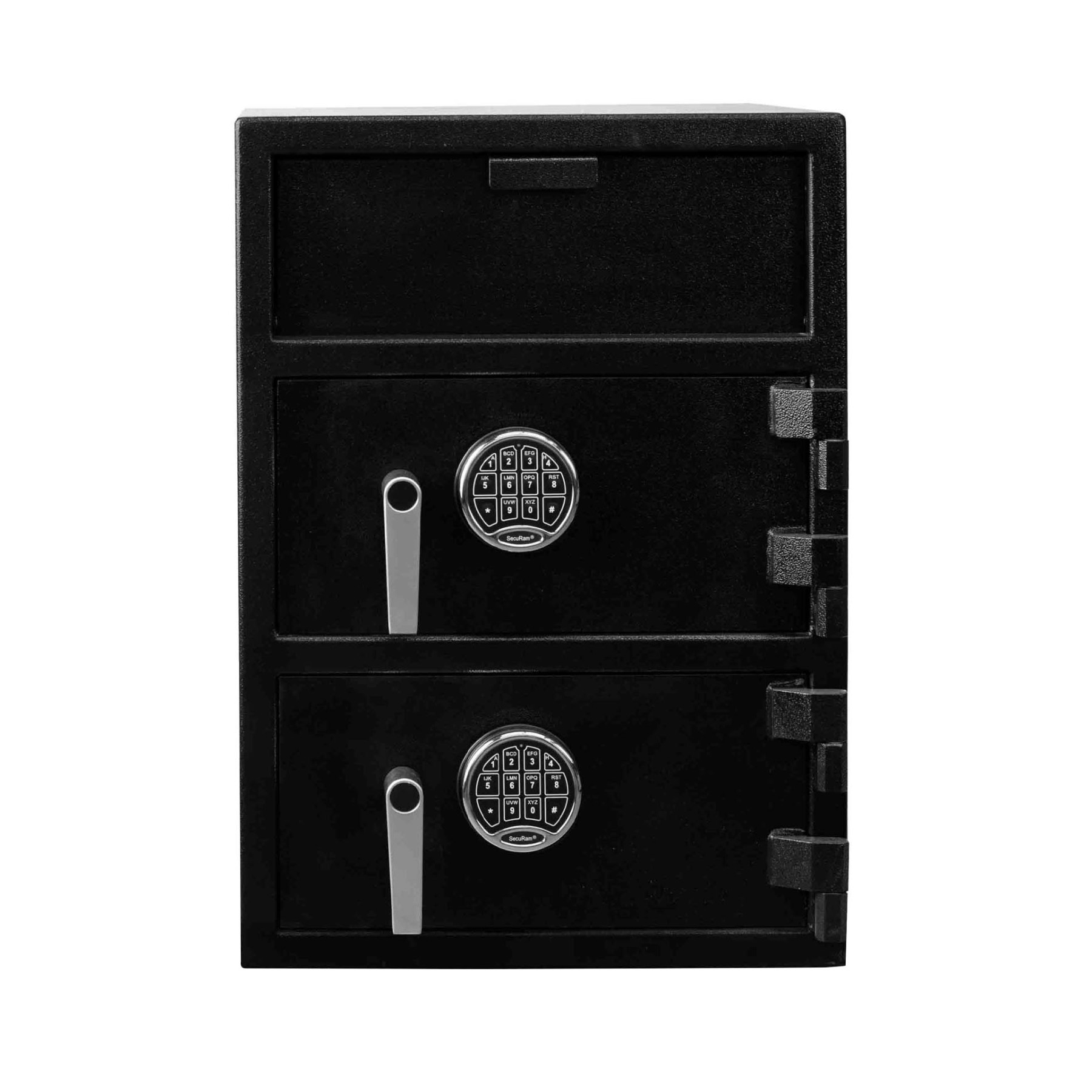 Black-Chrome Keypad-Pacific Safe B-Rate Depository Safe - Top and Bottom - Front Load Hopper - 20W x 28H x 20D