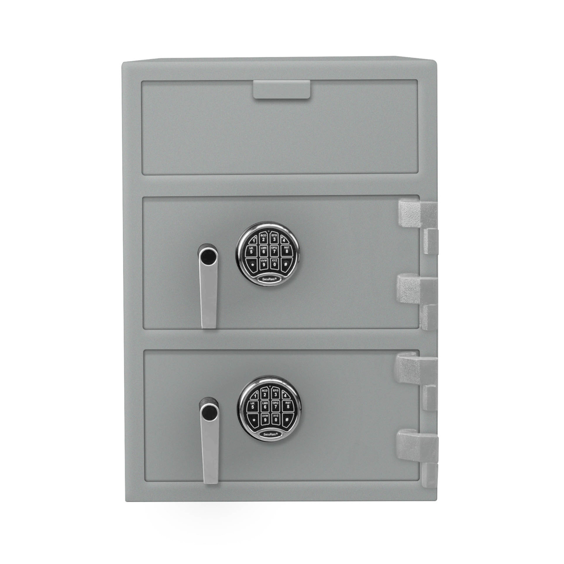 Gray-Front-Chrome Keypad-Pacific Safe B-Rate Depository Safe - Double Door - Front Load Depository Safe - 20W x 28H x 20D