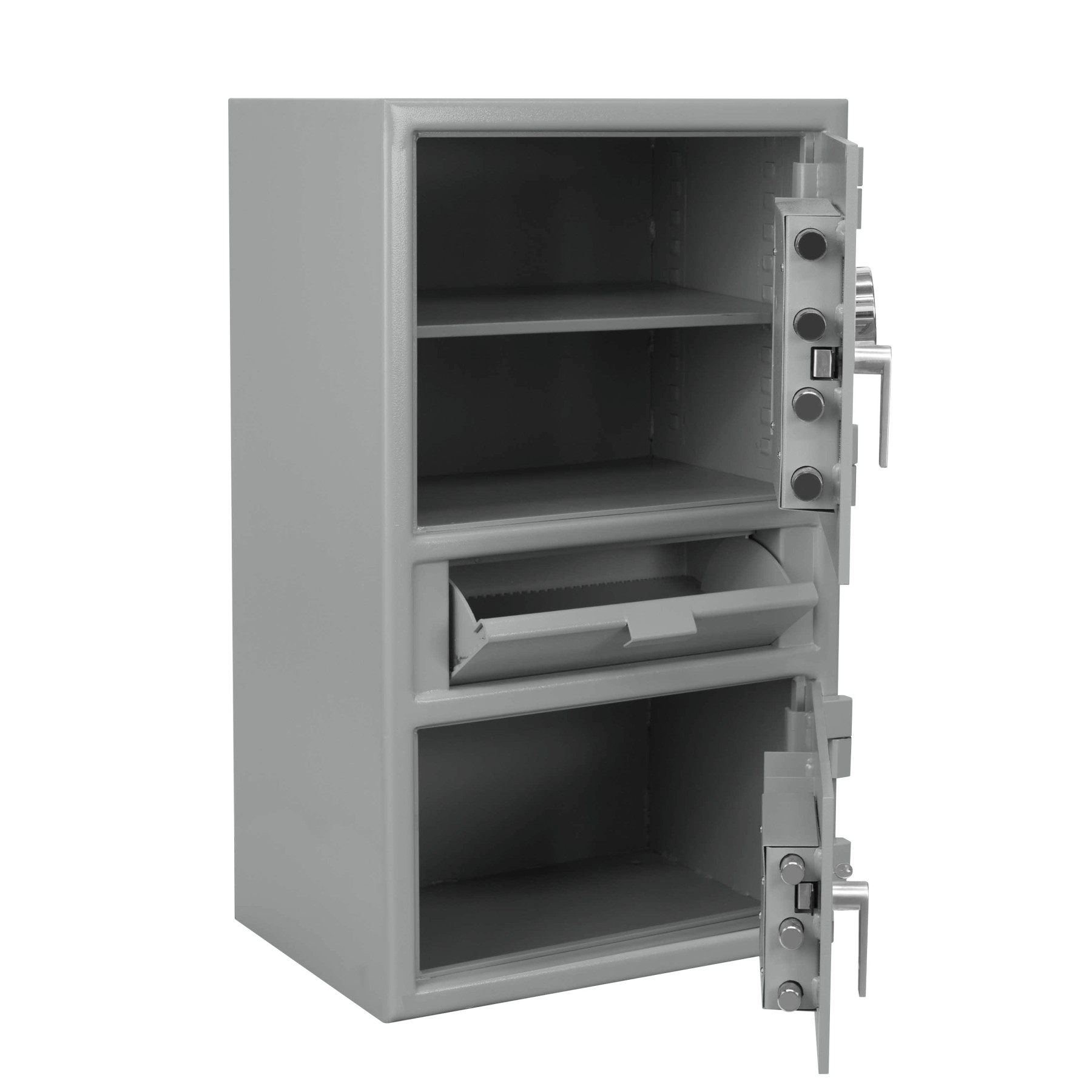 open - Pacific Safe B-Rate Depository Safe - Top and Bottom - Mid Load Hopper - 25W x 42H x 18D