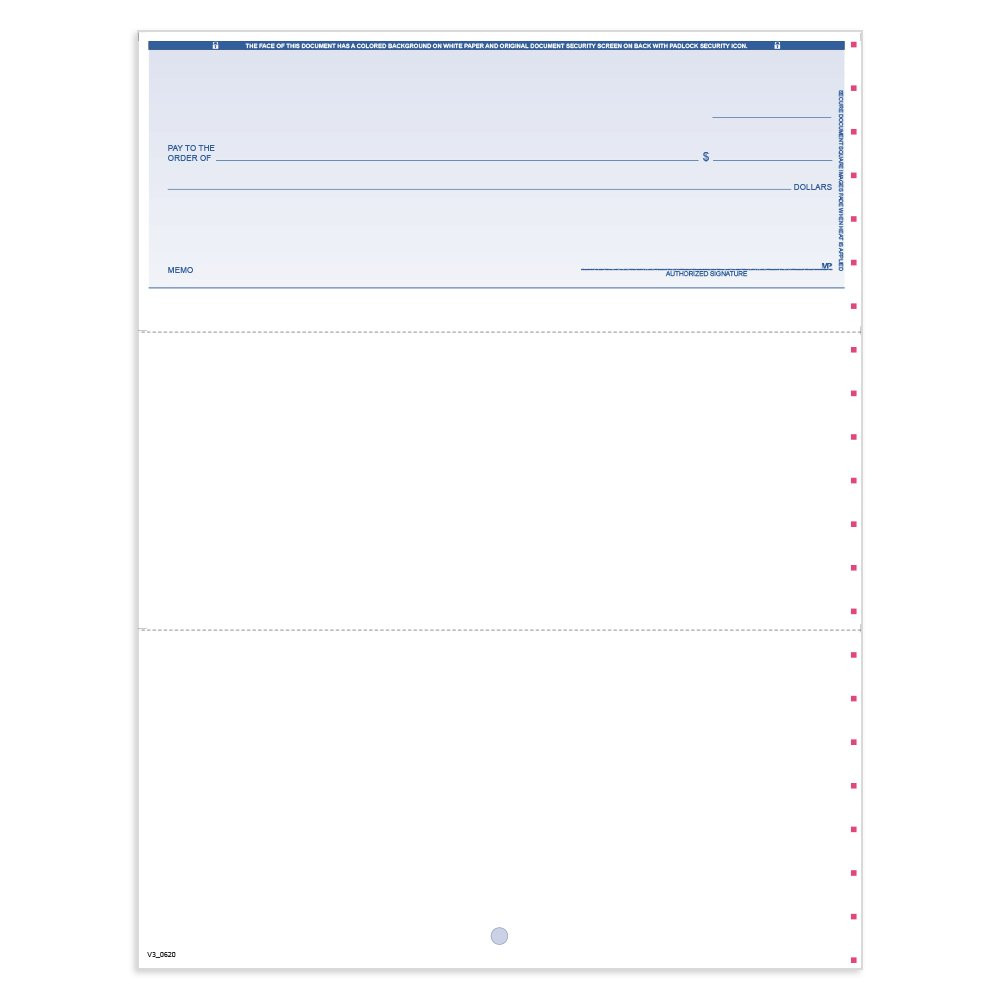 Classic Style Check for Microsoft Money-Top w/ Lines-BL
