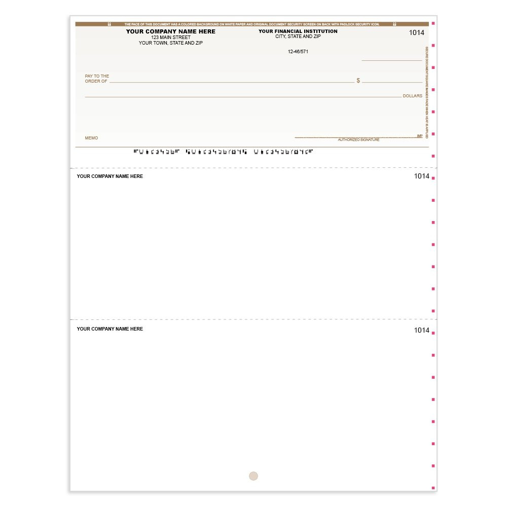 Classic Style Imprinted Check - QuickBook- Top w/ Lines- BR 