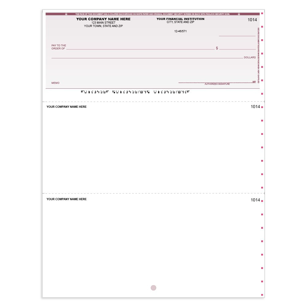 Classic Style Imprinted Check - QuickBook- Top w/ Lines-BU 