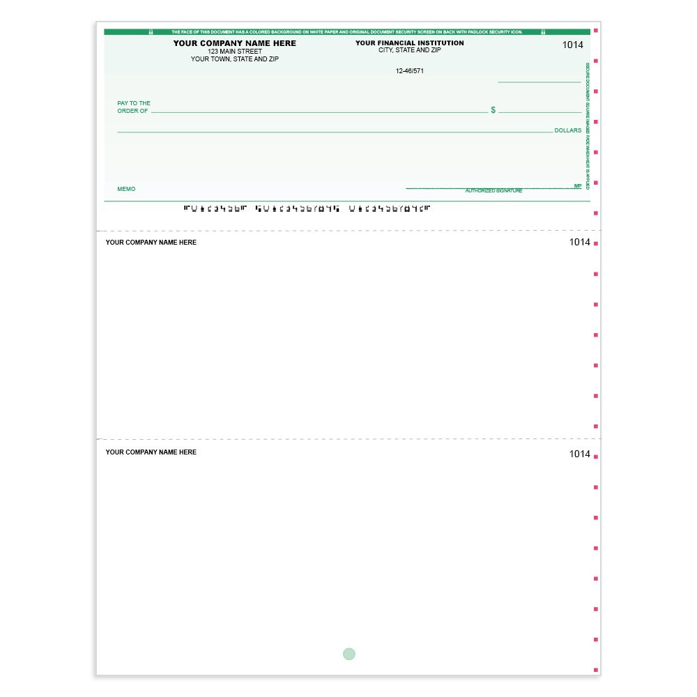Classic Style Imprinted Check - QuickBook- Top w/ Lines-GN
