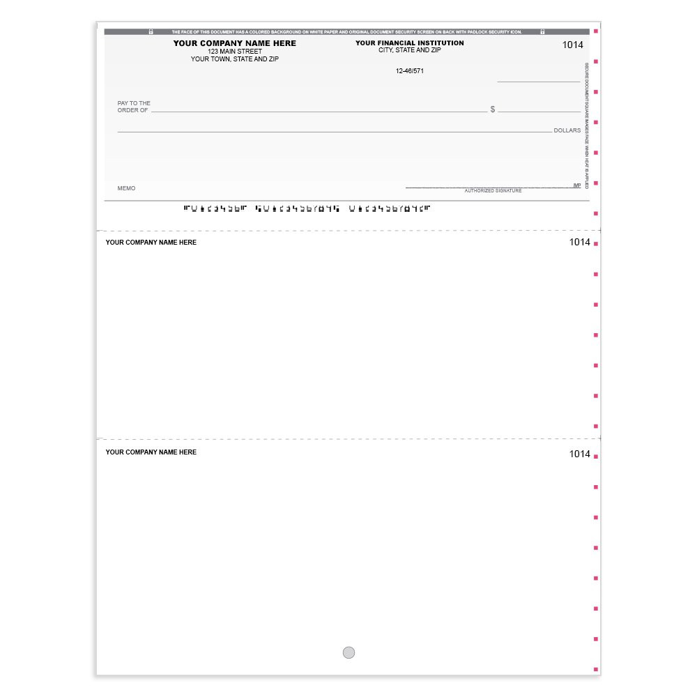 Classic Style Imprinted Check - Microsoft Money-Top w/ Lines-GY 