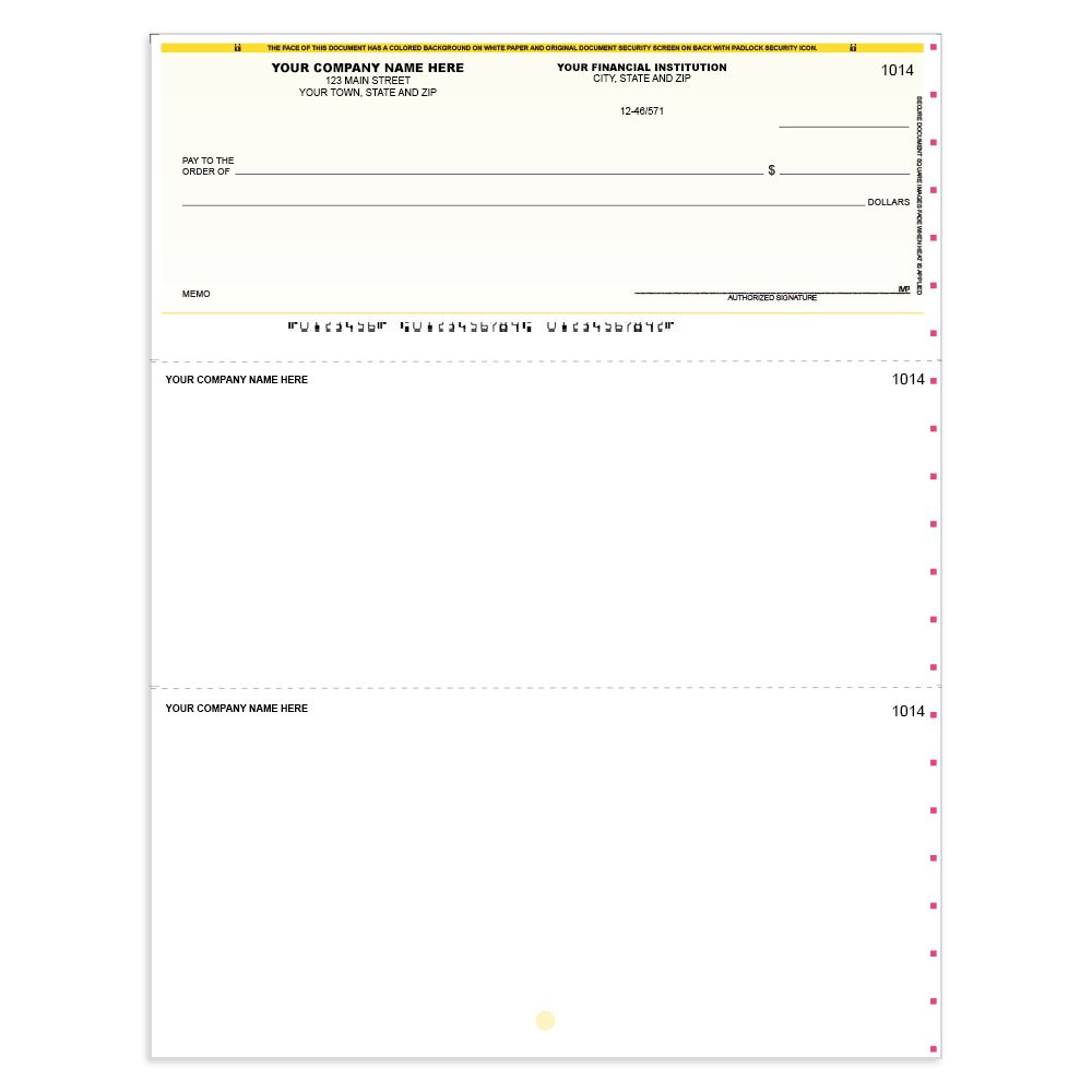 Classic Style Imprinted Check - QuickBook- Top w/ Lines- YL