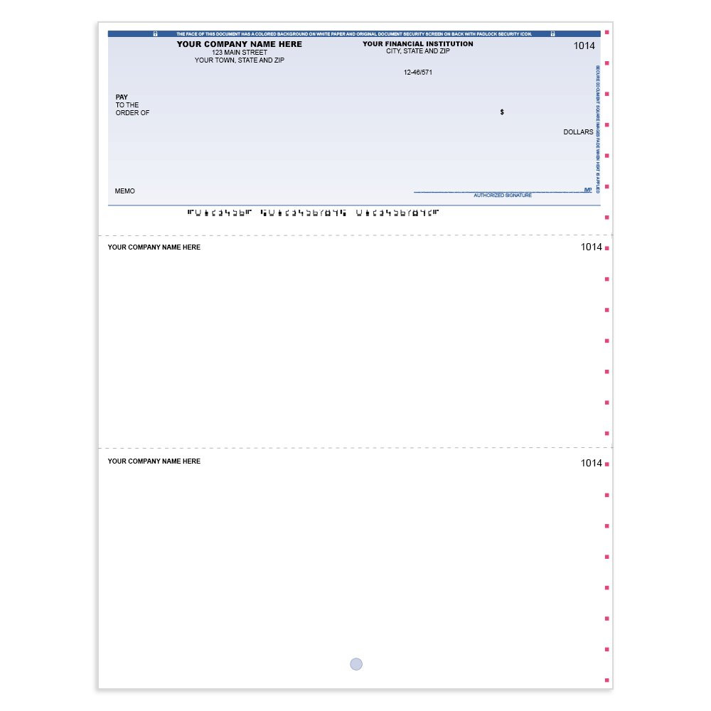 Classic Style Imprinted Check - Microsoft Money-Top w/ Sig Line-BL 
