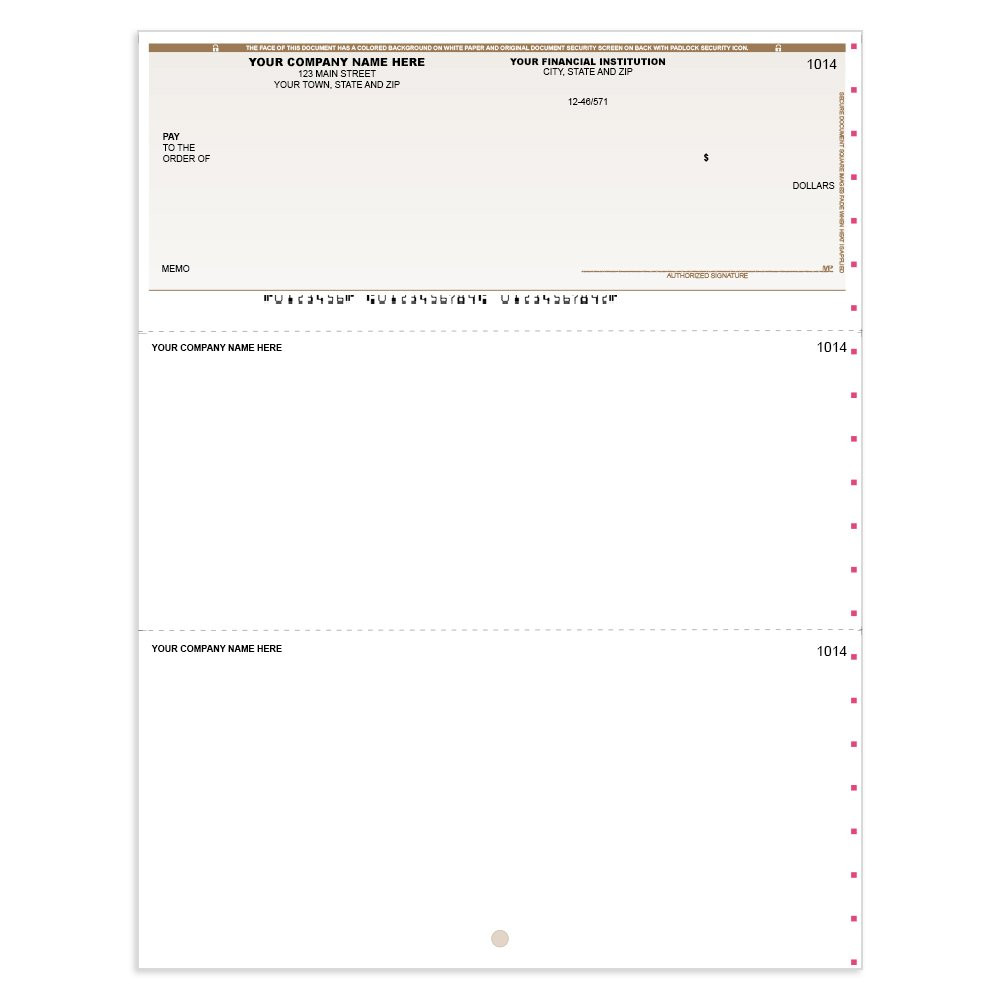 Classic Style Imprinted Check - Microsoft Money-Top w/ Sig Line-BR 