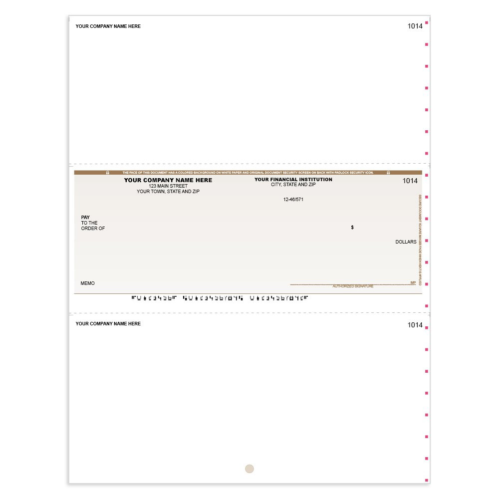 Classic Style Imprinted Check - Peachtree-Middle w/ Sig Line-BR