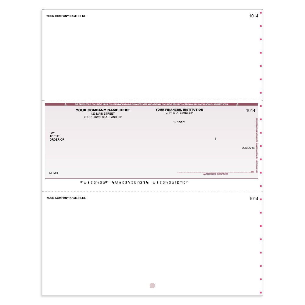 Classic Style Imprinted Check Middle w/ Sig Line-Burgundy